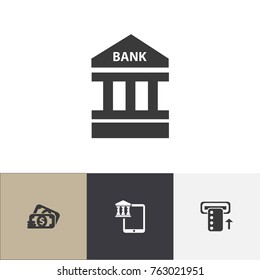 Set Of 4 Editable Finance Icons. Includes Symbols Such As Introduce, Mobile, Loan And More. Can Be Used For Web, Mobile, UI And Infographic Design.