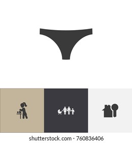 Set Of 4 Editable Folks Icons. Includes Symbols Such As Underwear, House Key, Mother With Baby And More. Can Be Used For Web, Mobile, UI And Infographic Design.