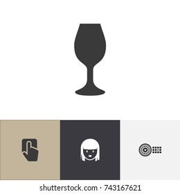 Set Of 4 Editable Game Icons. Includes Symbols Such As Wine, Female Face, Fortune And More. Can Be Used For Web, Mobile, UI And Infographic Design.