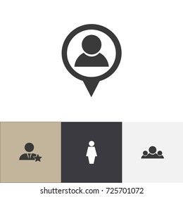 Set Of 4 Editable Job Icons. Includes Symbols Such As Team, Businessman, Location And More. Can Be Used For Web, Mobile, UI And Infographic Design.