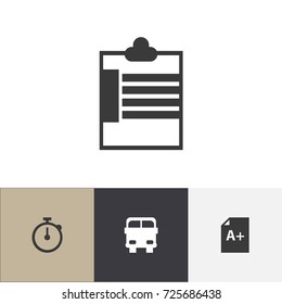 Set Of 4 Editable Knowledge Icons. Includes Symbols Such As Timer, Supervision List, Transport Vehicle And More. Can Be Used For Web, Mobile, UI And Infographic Design.
