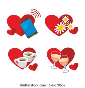 Set Of 4 Editable Love Icons. Can Be Used For Web, Mobile And Infographic Design