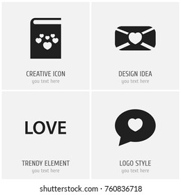 Set Of 4 Editable Love Icons. Includes Symbols Such As Proclamation, Love, Mail And More. Can Be Used For Web, Mobile, UI And Infographic Design.