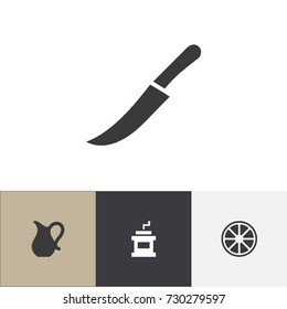 Set Of 4 Editable Meal Icons. Includes Symbols Such As Sword, Jug, Orange And More. Can Be Used For Web, Mobile, UI And Infographic Design.