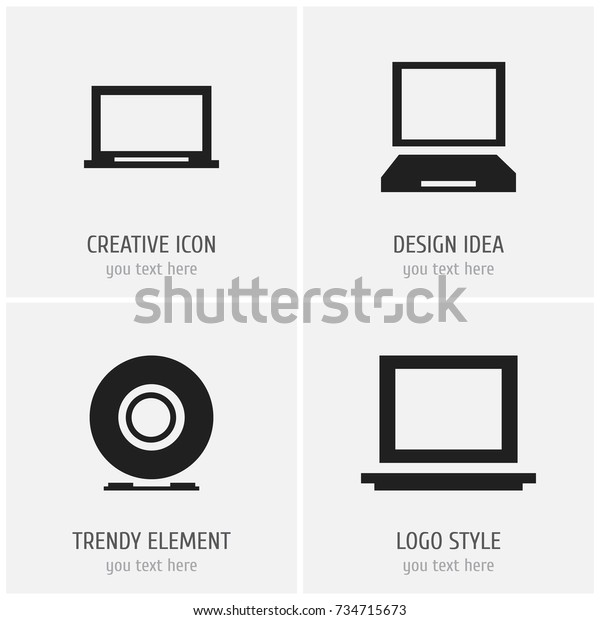 Set Of 4 Editable Notebook\
Icons. Includes Symbols Such As Laptop, Display, Portable Computer\
And More. Can Be Used For Web, Mobile, UI And Infographic\
Design.