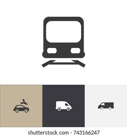 Set Of 4 Editable Transport Icons. Includes Symbols Such As Van, Wagon, Repairing And More. Can Be Used For Web, Mobile, UI And Infographic Design.