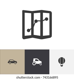 Set Of 4 Editable Transportation Icons. Includes Symbols Such As Part Of Car, Car Vehicle, Airship And More. Can Be Used For Web, Mobile, UI And Infographic Design.