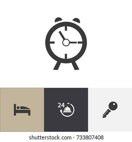 Set Of 4 Editable Travel Icons. Includes Symbols Such As Alarm, Unblock Access, Bearings And More. Can Be Used For Web, Mobile, UI And Infographic Design.