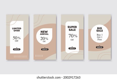 Set of 4 editable vertical and square photo collage banners. minimalist templates design for social media posting and online advertising. Pastel color style. Trend vector illustration