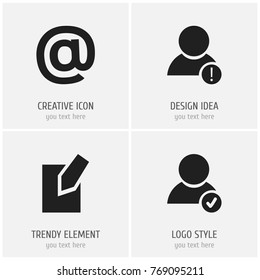 Set Of 4 Editable Web Icons. Includes Symbols Such As Error Account, Mail Symbol, Edit File And More. Can Be Used For Web, Mobile, UI And Infographic Design.