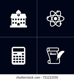 Set Of 4 Education Icons Set.Collection Of Agreement, Molecule, Accounting And Other Elements.