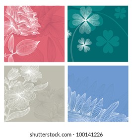 set of 4 elegant floral invitations for life events