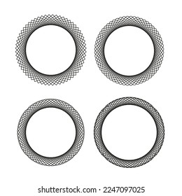 Set of 4 elegant round frames. Vector illustration.
