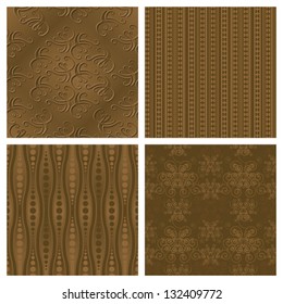 A Set Of 4 Elegant Sepia Toned Seamlessly Repeatable Patterns. Eps 10 Vector.