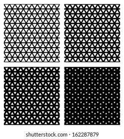 Set of 4 elegant triangular meshes. Vector illustration.