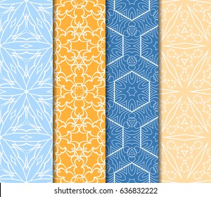 set of 4 elemets geometric seamless pattern. abstract floral ornament. vector illustration