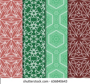 set of 4 elemets geometric seamless pattern. abstract floral ornament. vector illustration