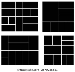 set of 4 empty collage photo vector template. Picture moodboard album texture for presentation. Portfolio and background layout. 