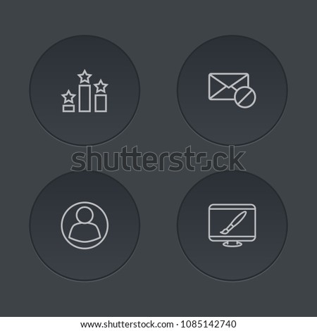 Set of 4 engine icons line style set. Collection of design, spam, ranking and other elements.