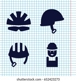 Set of 4 engineer filled icons such as helmet