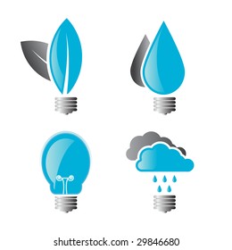 Set of 4 Environmental light bulbs isolated on a white background