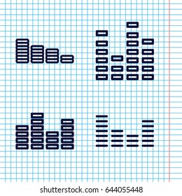 Set of 4 equalizer outline icons such as