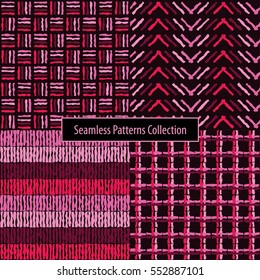 Set of 4 ethnic boho seamless pattern. Print. Repeating background. Cloth design, wallpaper.