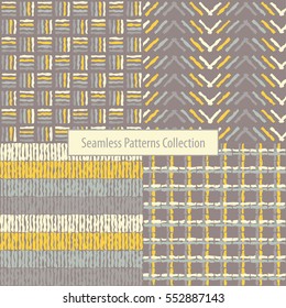 Set of 4 ethnic boho seamless pattern. Print. Repeating background. Cloth design, wallpaper.