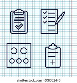 Set Of 4 Exam Outline Icons Such As Check List, Clipboard, Medical Clipboard