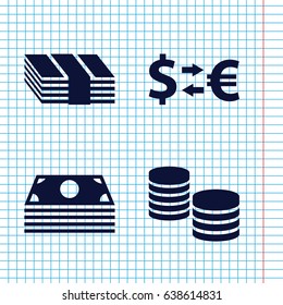Set of 4 exchange filled icons such as money
