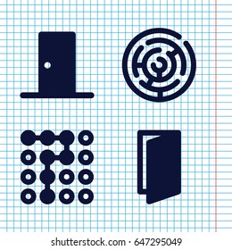 Set of 4 exit filled icons such as door