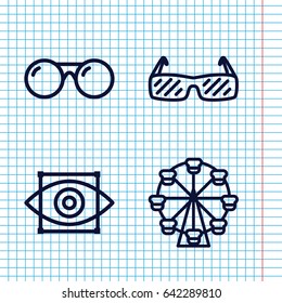 Set of 4 eye outline icons such as sunglasses, eye scan