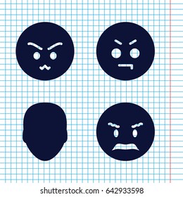 Set of 4 faces filled icons such as face