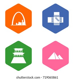 Set Of 4 Famous Icons Set.Collection Of Beijing, Architecture, Japan And Other Elements.