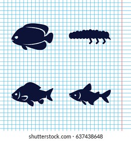 Set of 4 fauna filled icons such as fish