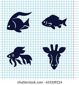 Set of 4 fauna filled icons such as giraffe