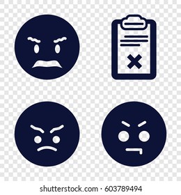 Set of 4 feedback filled icons such as angry emot