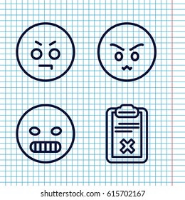 Set of 4 feedback outline icons such as clipboard