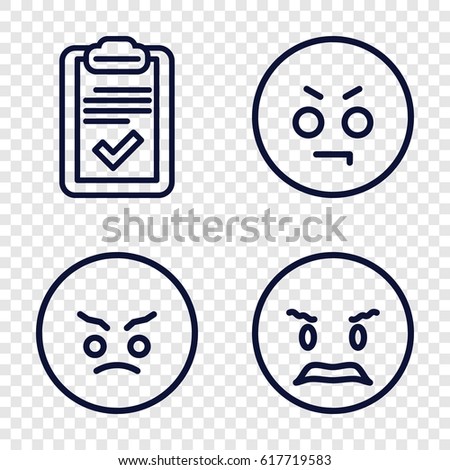 set of 4 feedback outline icons such as clipboard