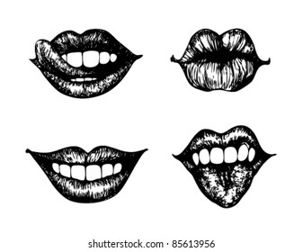 set of 4 female lips