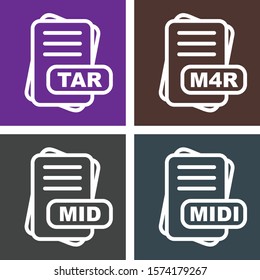 Set Of 4 File Format Icons For Mobile Application and websites
