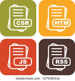  Set Of 4 File Format Icons For Mobile Application and websites
