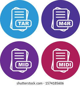Set Of 4 File Format Icons For Mobile Application and websites
