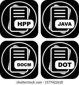  Set Of 4 File Format Icons For Mobile Application and websites
