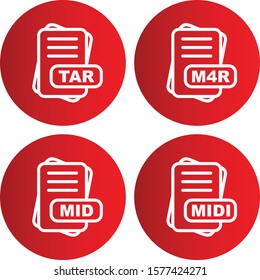 Set Of 4 File Format Icons For Mobile Application and websites
