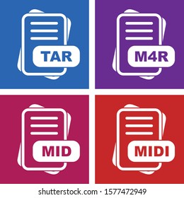 Set Of 4 File Format Icons For Mobile Application and websites
