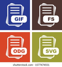 Set Of 4 File Format Icons For Mobile Application and websites
