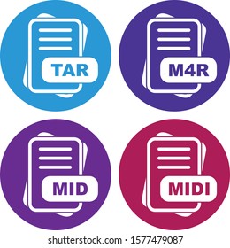 Set Of 4 File Format Icons For Mobile Application and websites
