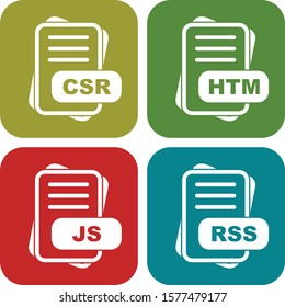  Set Of 4 File Format Icons For Mobile Application and websites
