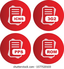 Set Of 4 File Format Icons For Mobile Application and websites
